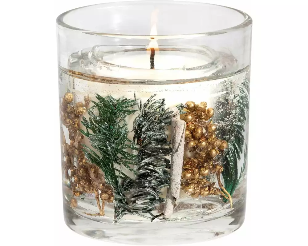 Stoneglow Weihnachtskerze Frosted Wood 9 x 8 cm
