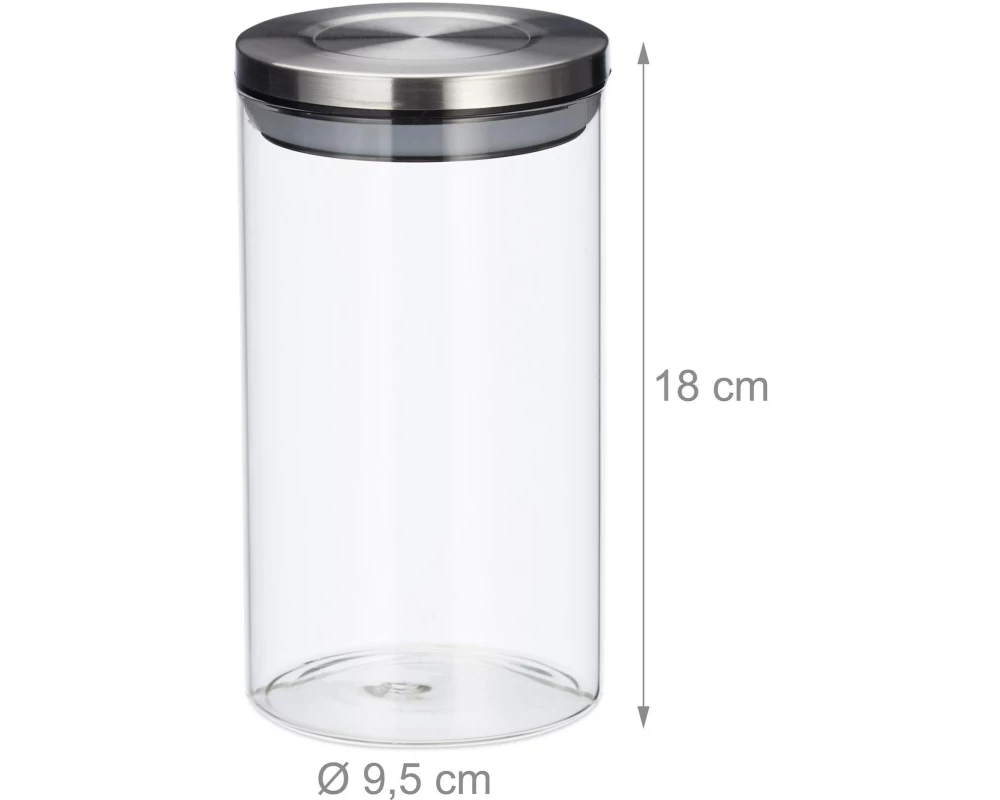 relaxdays Vorratsgläser 1 l, Transparent/Silber
