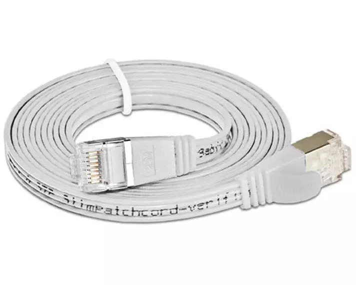 SLIM Slimpatchkabel RJ-45 - RJ-45, Cat 6, STP, 1 m, Weiss
