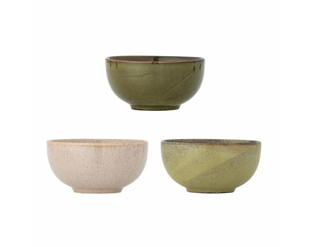 Bloomingville Schüssel Addison, Steinzeug, Grün, 3 Stück