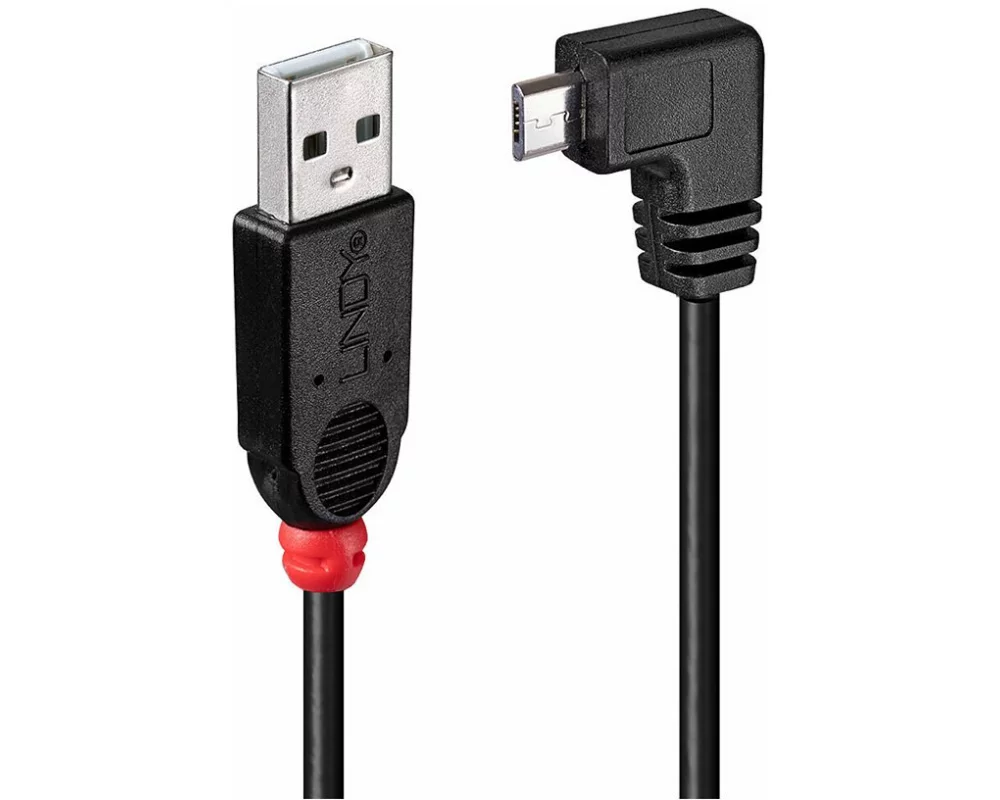LINDY USB 2.0 Type A/Micro-B 90 2m Mini-B plug right angled