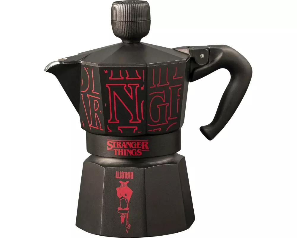 Bialetti Espressokanne Stranger Things, 3 Tassen, Schwarz / Rot