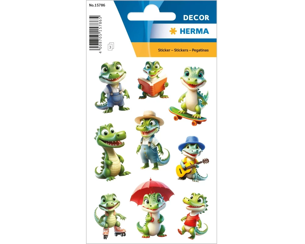 Herma Stickers Motivsticker Lustige Krokodile 3 Blatt mit je 9 Stickern