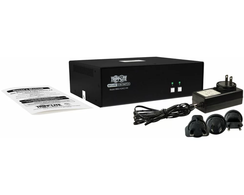 EATON TIPPLITE Secure KVM Switch, 2-Port, Dual Head HDMI to HDMI, 4K, NIAP, PP, 4.0 Audio, CAC, TAA