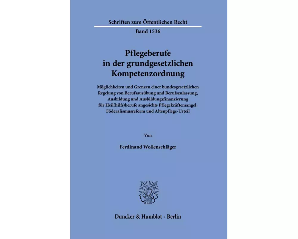Pflegeberufe in der grundgesetzlichen Kompetenzordnung