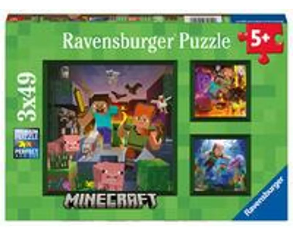 Kinderpuzzle 3x49 Teile - Minecraft Biomes
