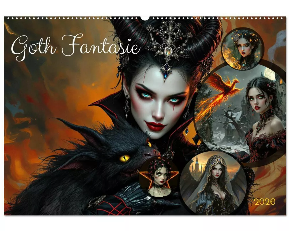 Goth Fantasie (Wandkalender 2026 DIN A2 quer), CALVENDO Monatskalender