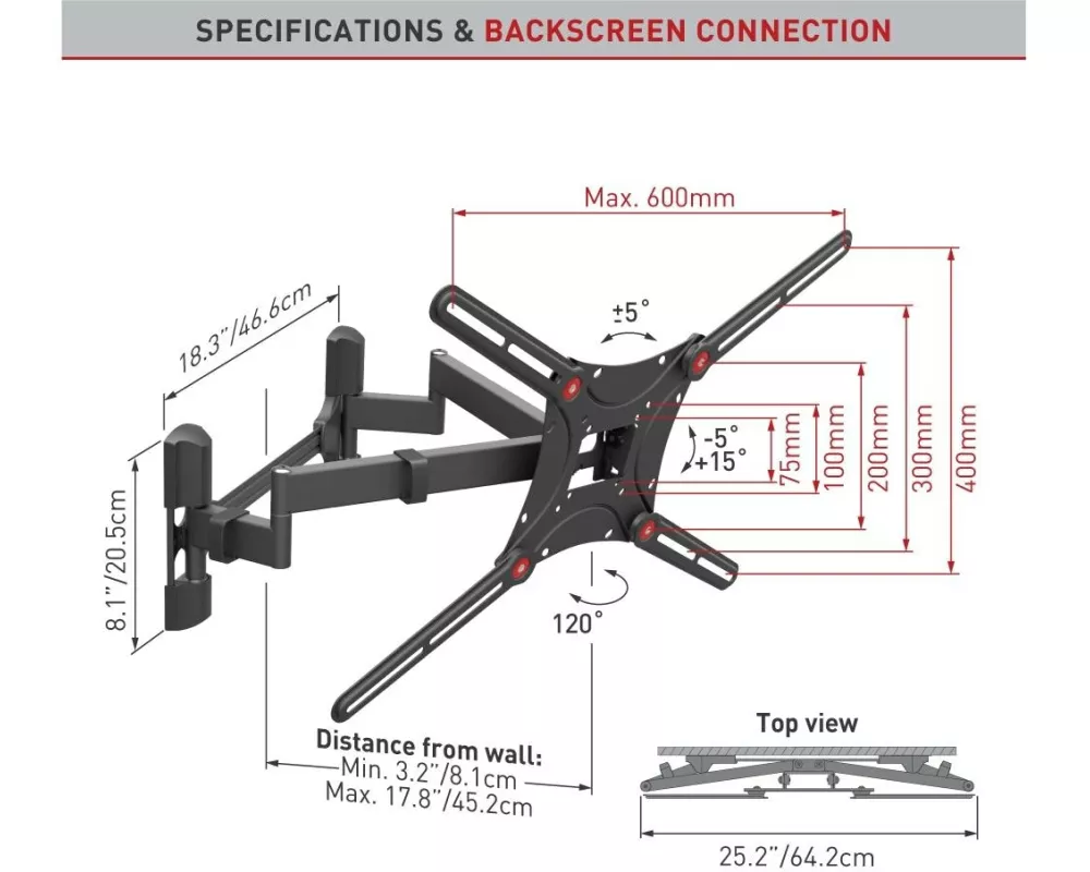 Barkan Wandhalterung WH 464-SW Schwarz