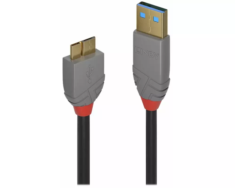 LINDY Anthra Line USB Cable, USB 3.0, USB/A-MicroB M-M, 1m