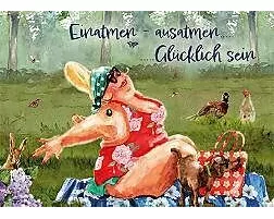 Postkarte. Einatmen, ausatmen... (Frau)