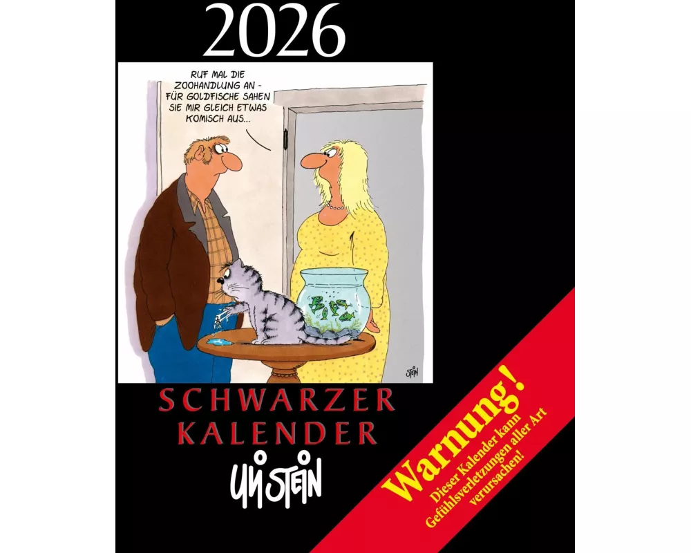 Uli Stein Schwarzer Kalender 2026: Monatskalender für die Wand