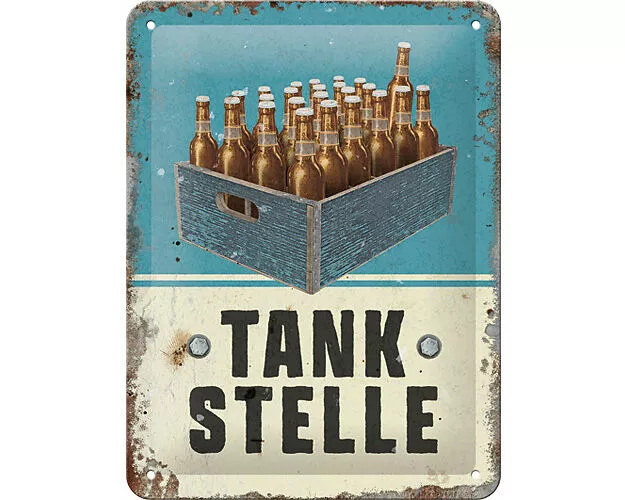 Blechschild. Open Bar /Tankstelle Bier