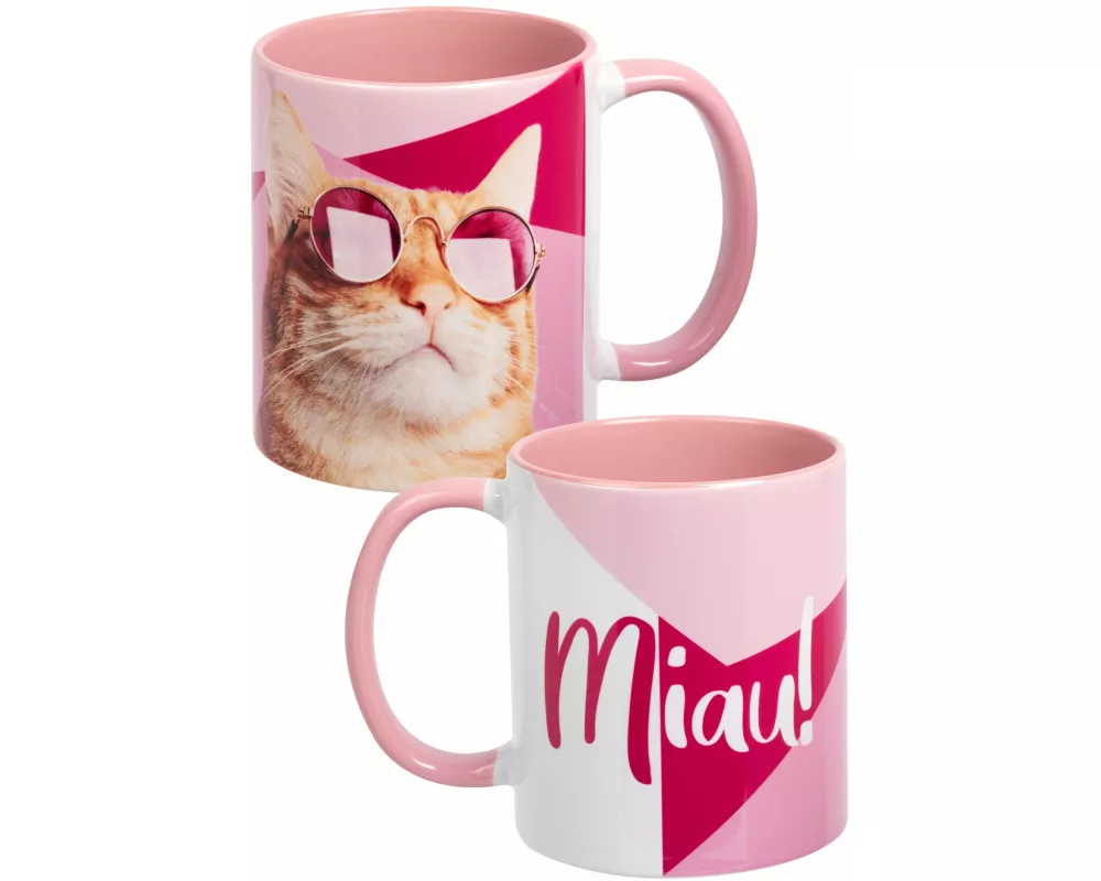 mug - Katze - miau -inner pink