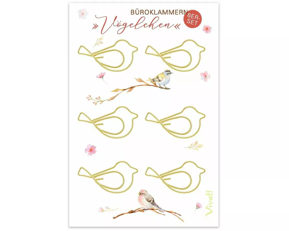 6er-Set Büroklammern 'Vögelchen'
