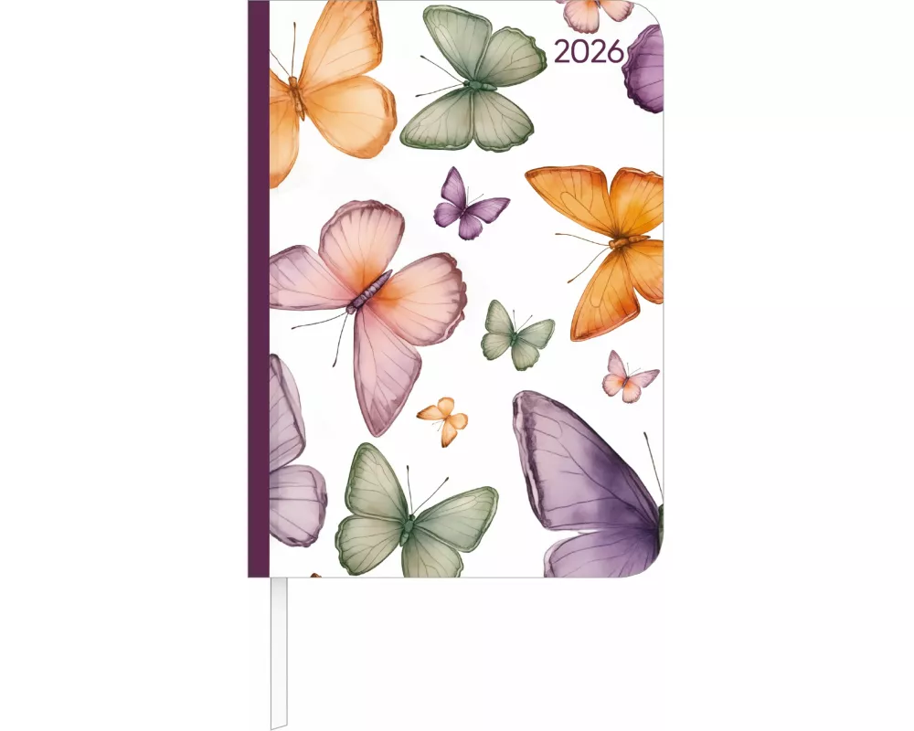 Alpha Edition - Lady Journal Butterfly 2026 – Taschenkalender A6 ( 11×15 cm) mit Monatsübersicht & Notizbereich, eleganter Terminplaner für Beruf, Sch