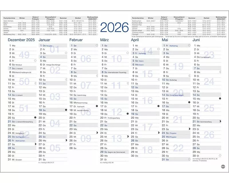 Tafelkalender A4 2026