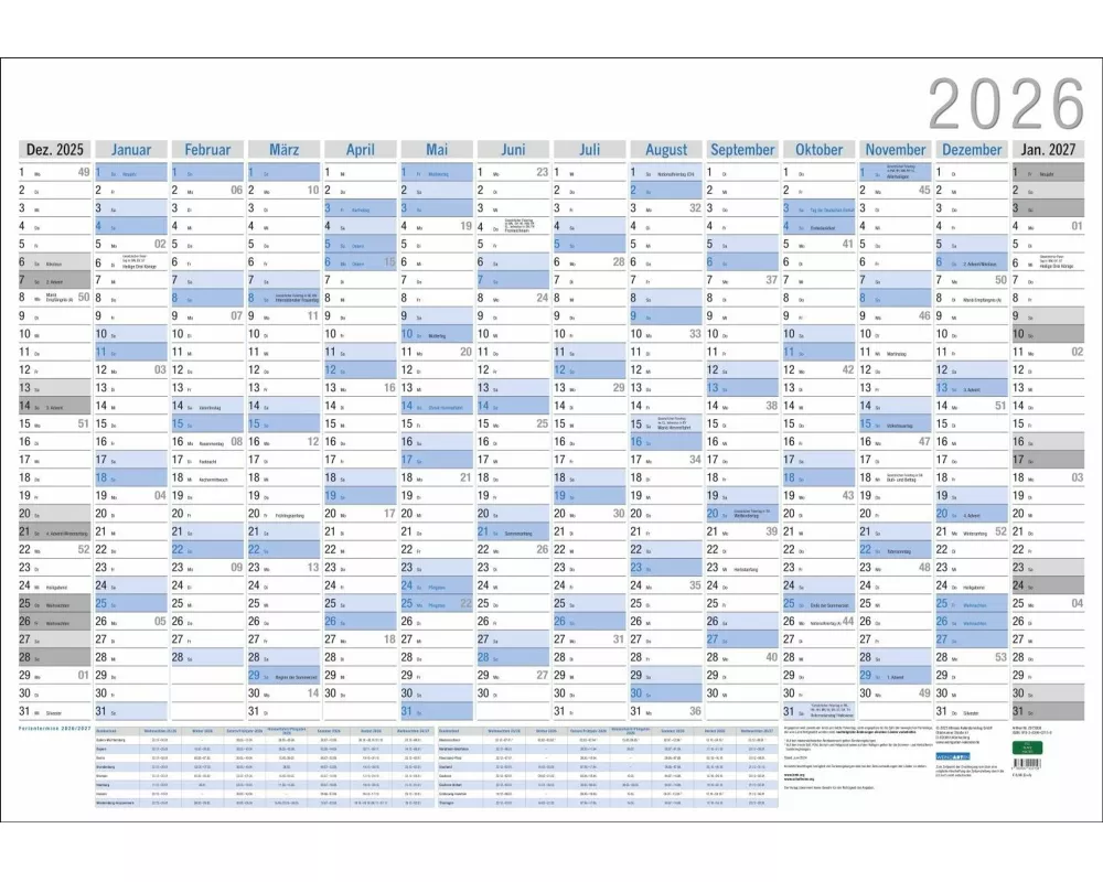 Wandplaner Neutral 2026