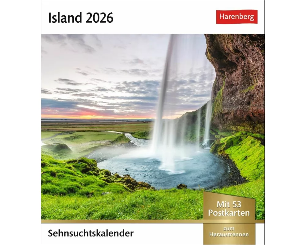 Island Sehnsuchtskalender 2026 - Wochenkalender mit 53 Postkarten