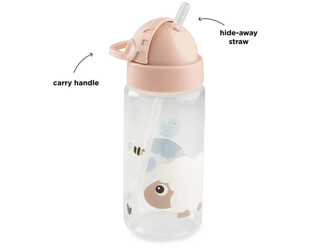 done by deer Trinkflasche mit Strohhalm Tiny farm Rosa 350 ml