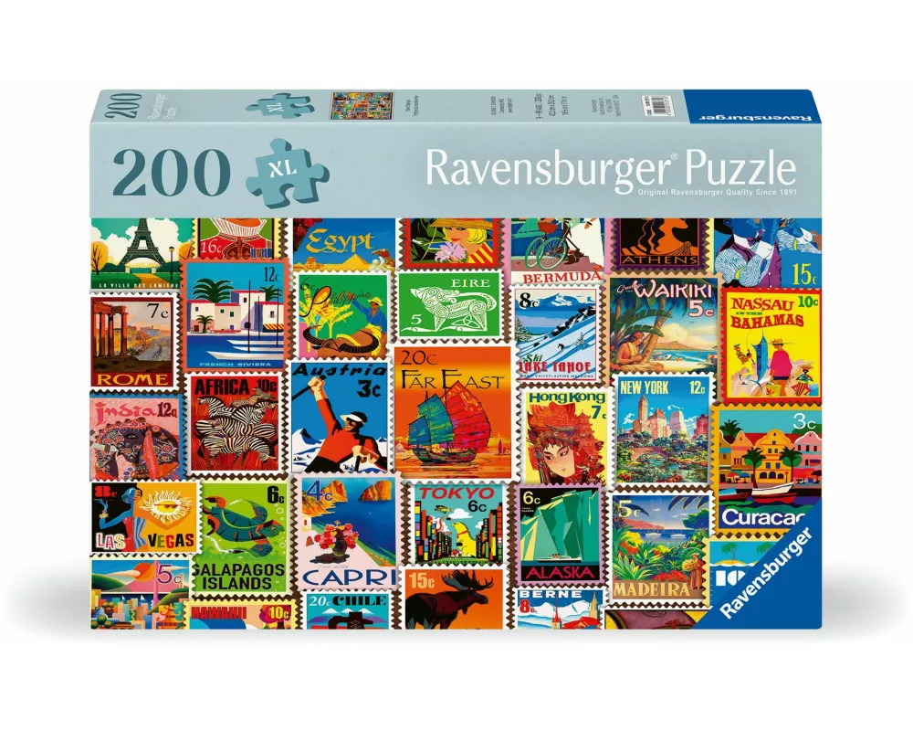 Feel Well & Puzzle - Briefmarken - Erwachsenenpuzzle mit 200 XL-Teilen und extra Bildvorlage