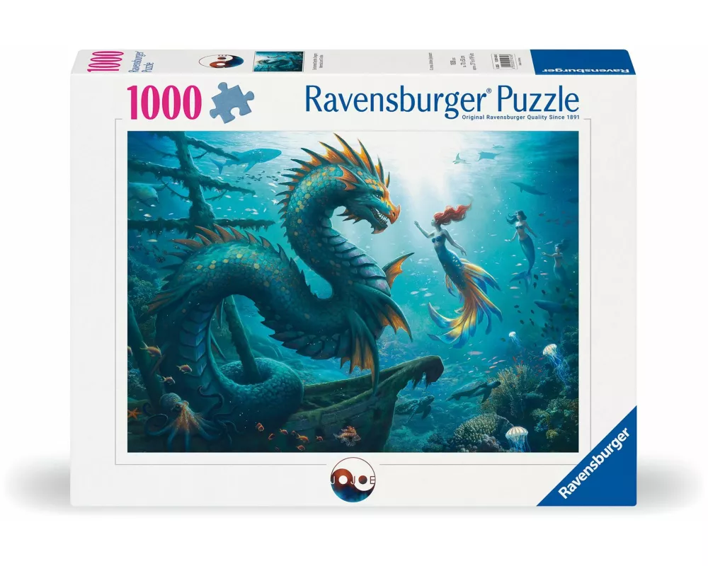 Erwachsenenpuzzle 1000 Teile - Verzauberte Tiefen: Drache, Meerjungfrau und Schildkröten