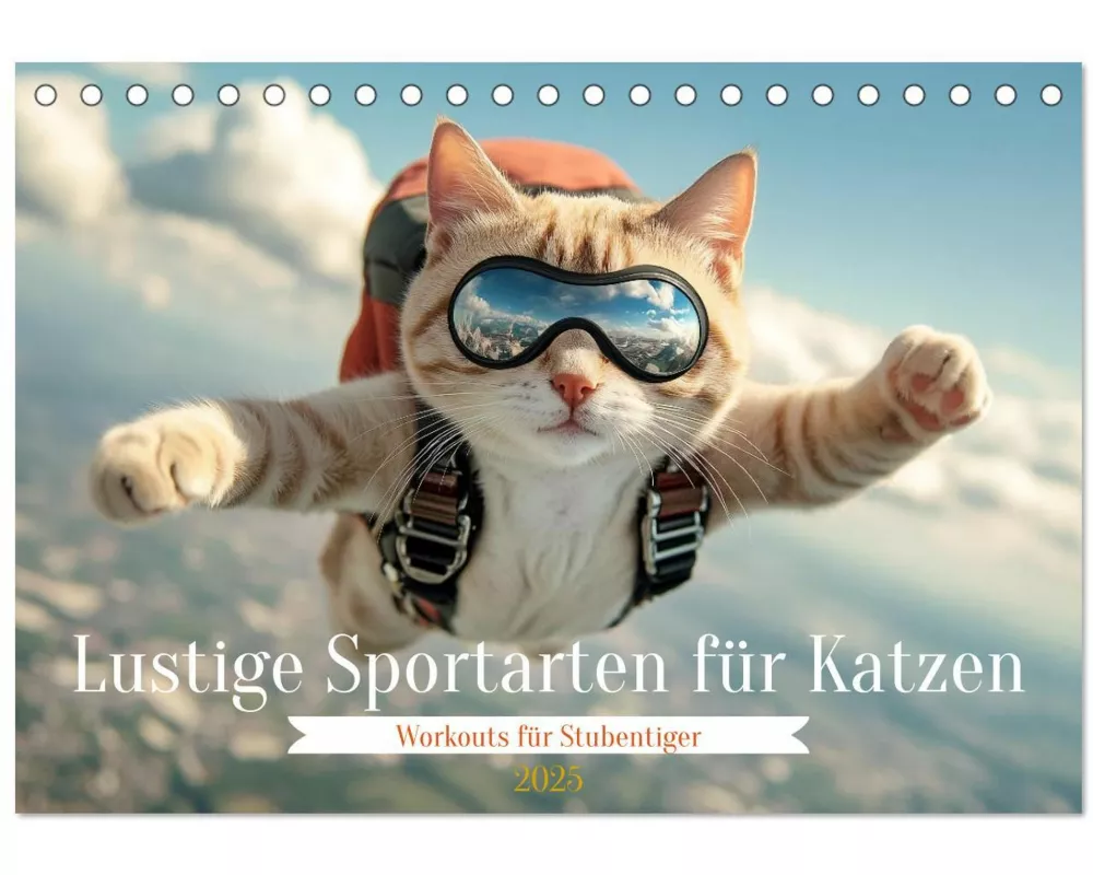 Lustige Sportarten für Katzen (Tischkalender 2025 DIN A5 quer), CALVENDO Monatskalender