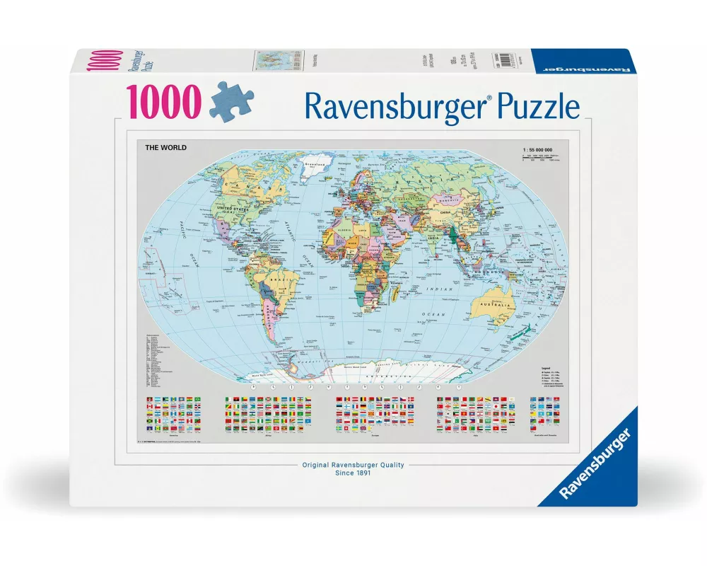 Erwachsenenpuzzle 1000 Teile - Politische Weltkarte