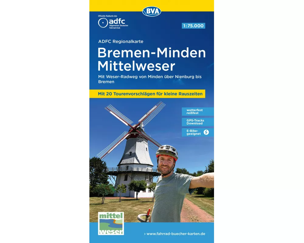 BVA ADFC Regionalkarte Bremen-Minden Mittelweser 1:75.000