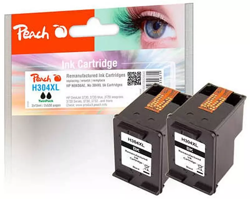 Peach Tinte HP Nr. 304XL (N9K08AE) 2x Black