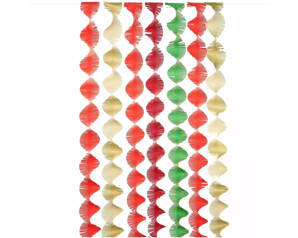 Krepp Girlanden, Weihnachtsmix, FSC MIX, 7 Stk, 17,5 cm x 3 m, inkl. 2 m Kordel