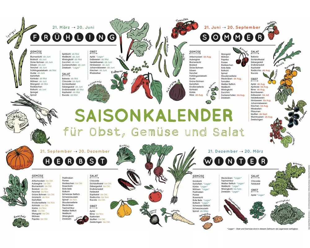 Saisonkalender für Obst, Gemüse und Salat