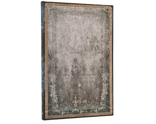 2026 Dove Grey (Old Leather Collection) Maxi 18-month Vertical Hardcover Flexi Dayplanner 2025-2026 (Elastic Band Closure)