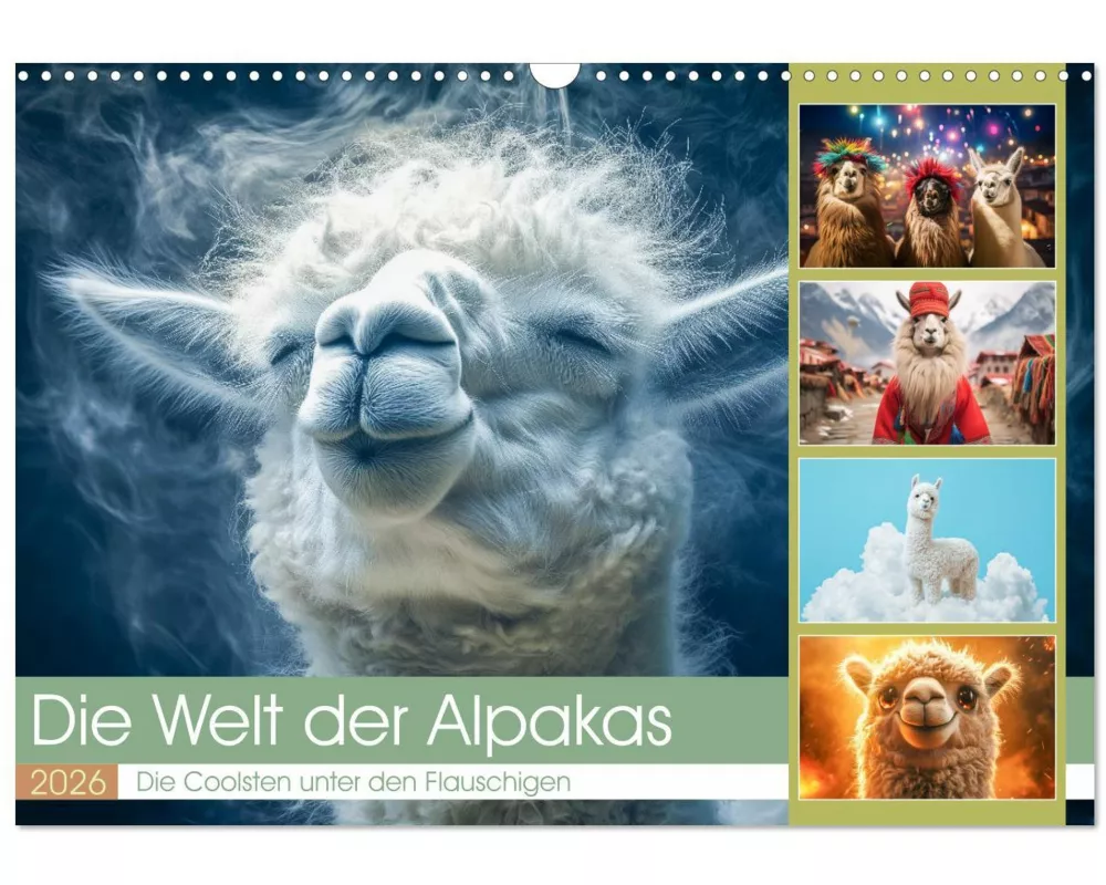Die Welt der Alpakas (Wandkalender 2026 DIN A3 quer), CALVENDO Monatskalender
