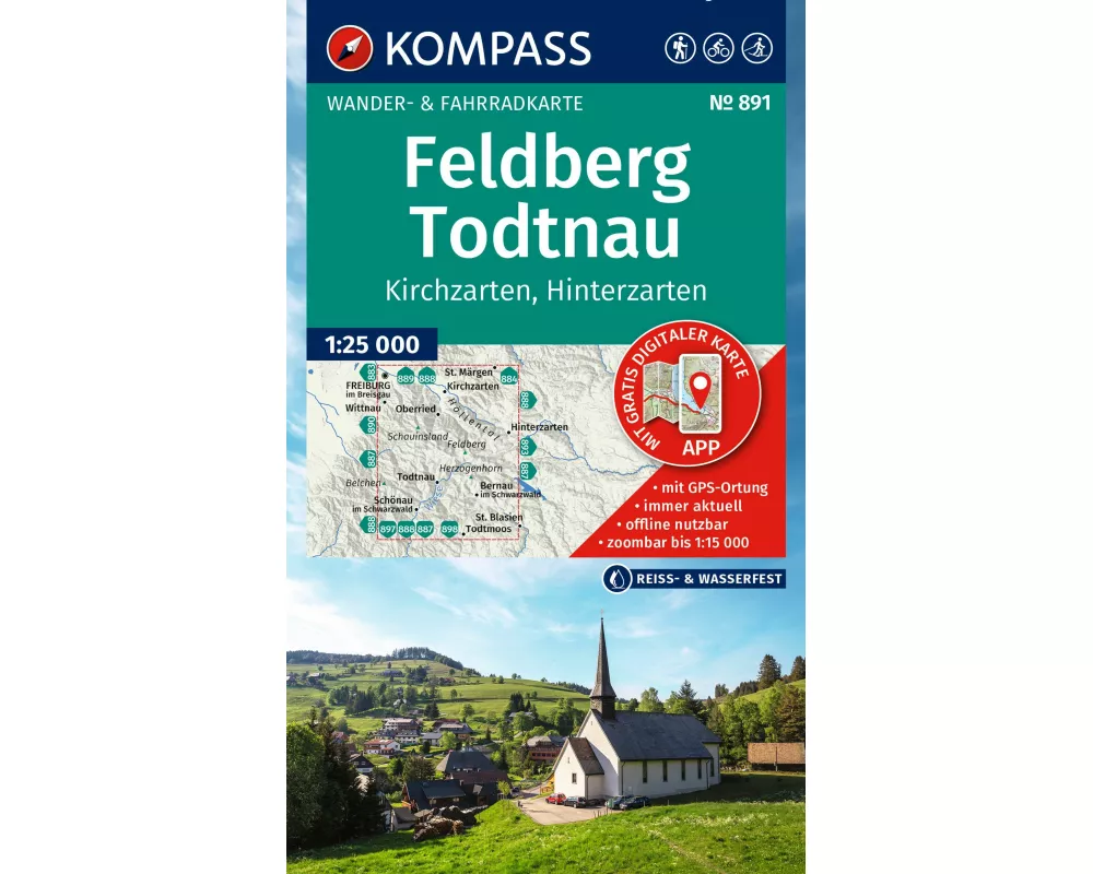 KOMPASS Wanderkarte 891 Feldberg, Todtnau, Kirchzarten, Hinterzarten 1:25.000