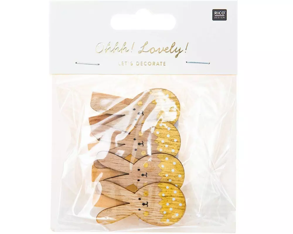 Rico Design Dekoklammer Osterhase 4 Stück, Gold