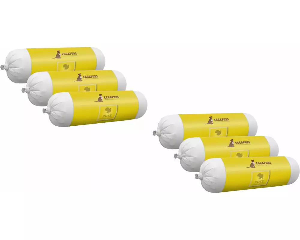 Escapure Nassfutter Wurst Pute, 6 x 400 g