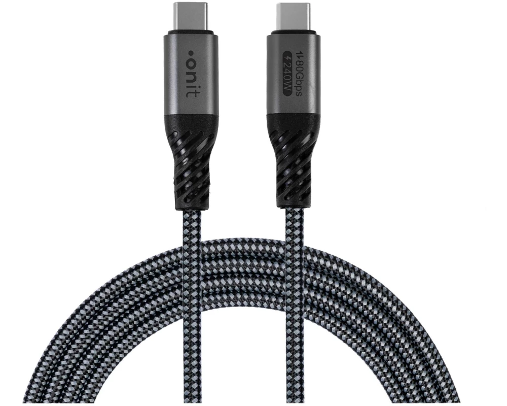 onit USB4-Kabel v2.0 Premium USB-C - USB-C 1 m, Schwarz/Grau