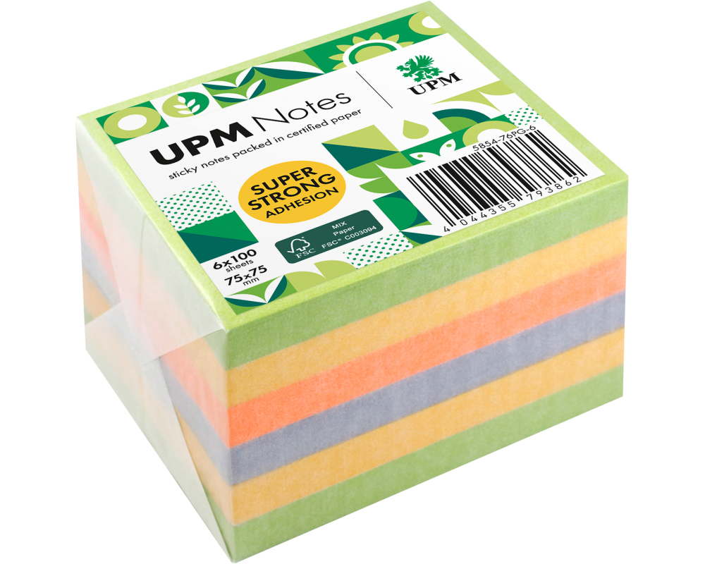 UPM Haftnotizen 75x75mm 5854-76PG-6 Spring Mix 6x100 Blatt