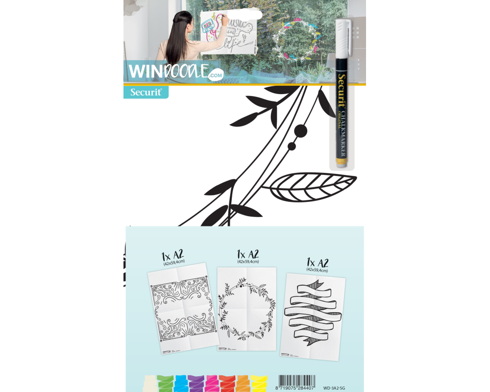 SECURIT Fensterschablone WINDOODLE WD-3A2-SG A2 Signs 3 Stück