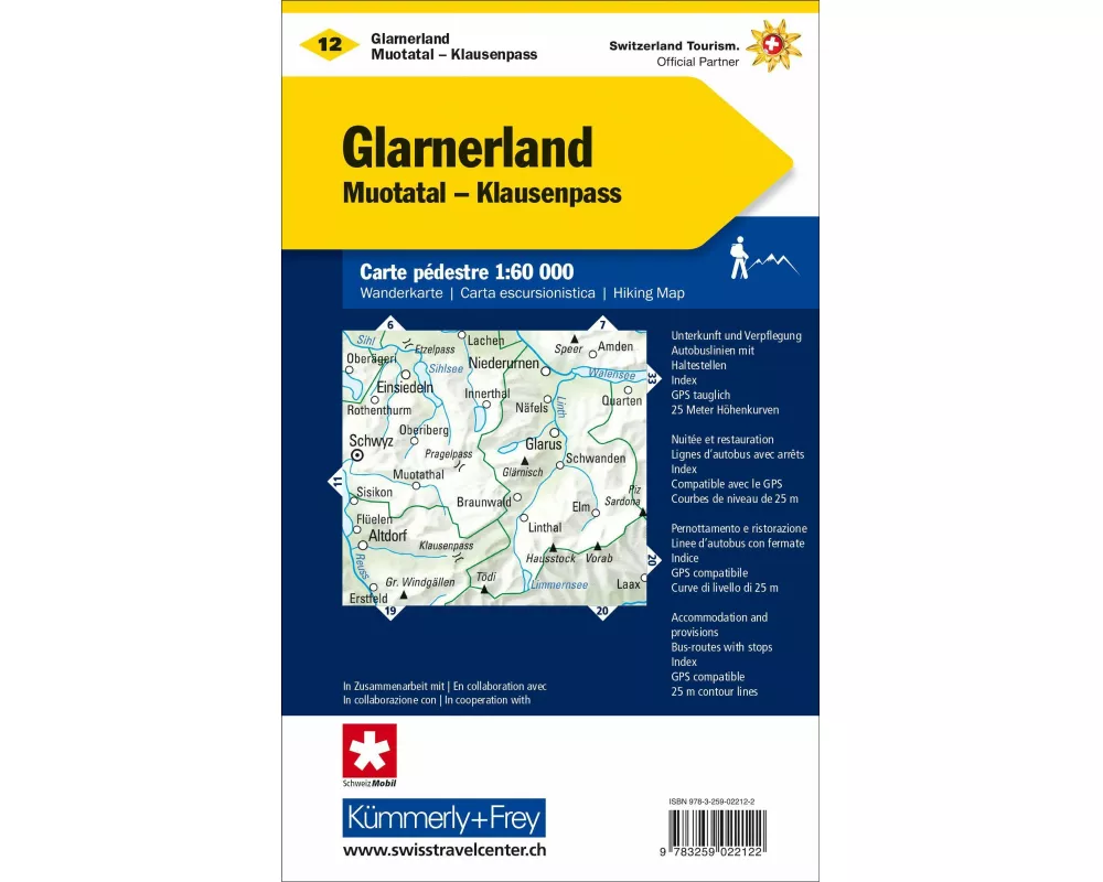 Kümmerly+Frey Wanderkarte 12 Glarnerland 1:60.000