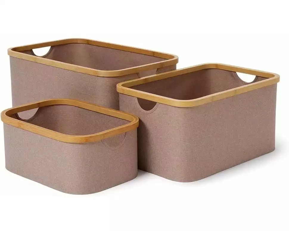 Lumaland Aufbewahrungsbox rechteckig 3 Stück, Taupe