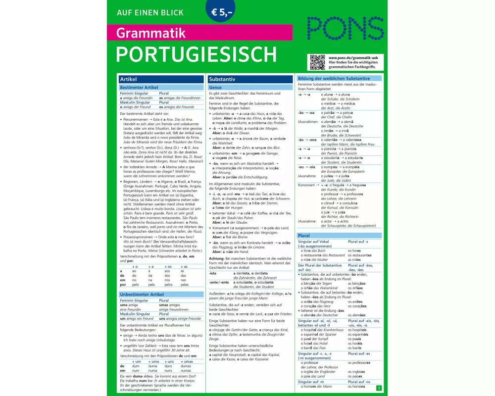 PONS Grammatik auf einen Blick Portugiesisch