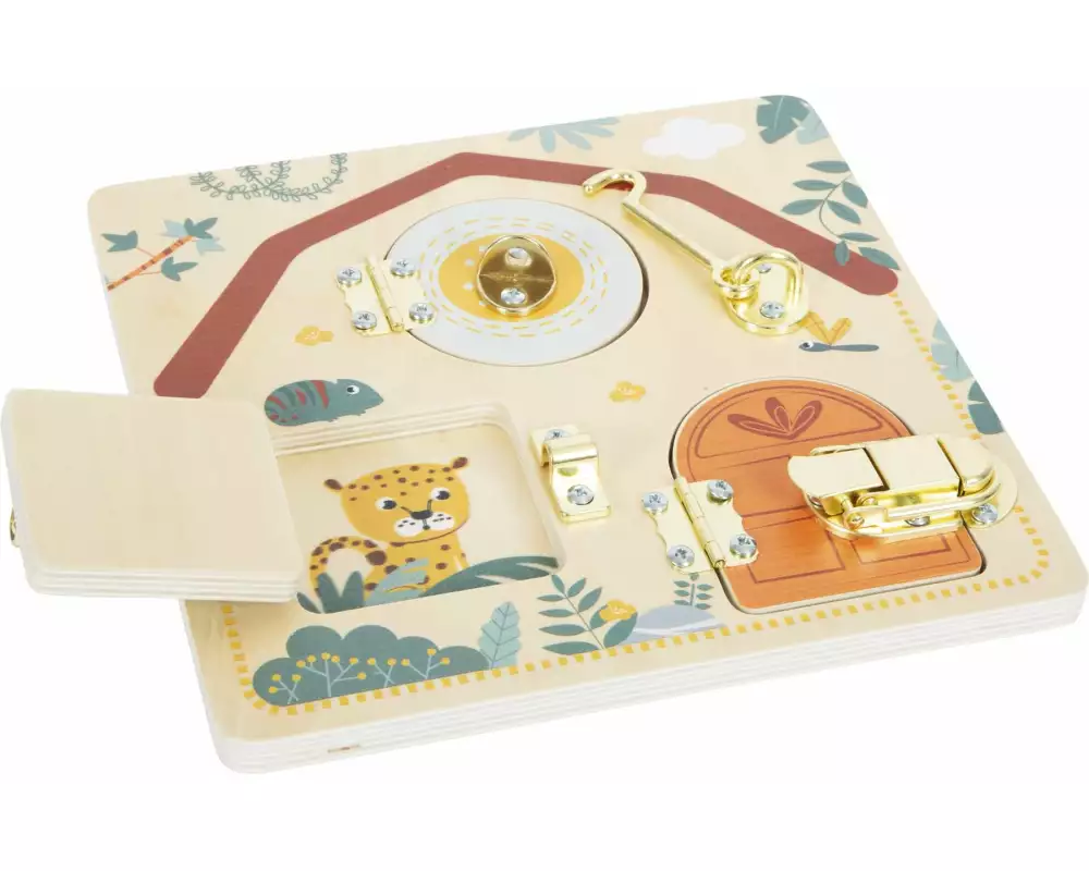 small foot Motorikbrett Schloss und Riegel «Safari»