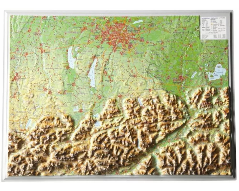 Reliefkarte Bayerisches Oberland 1 : 400.000
