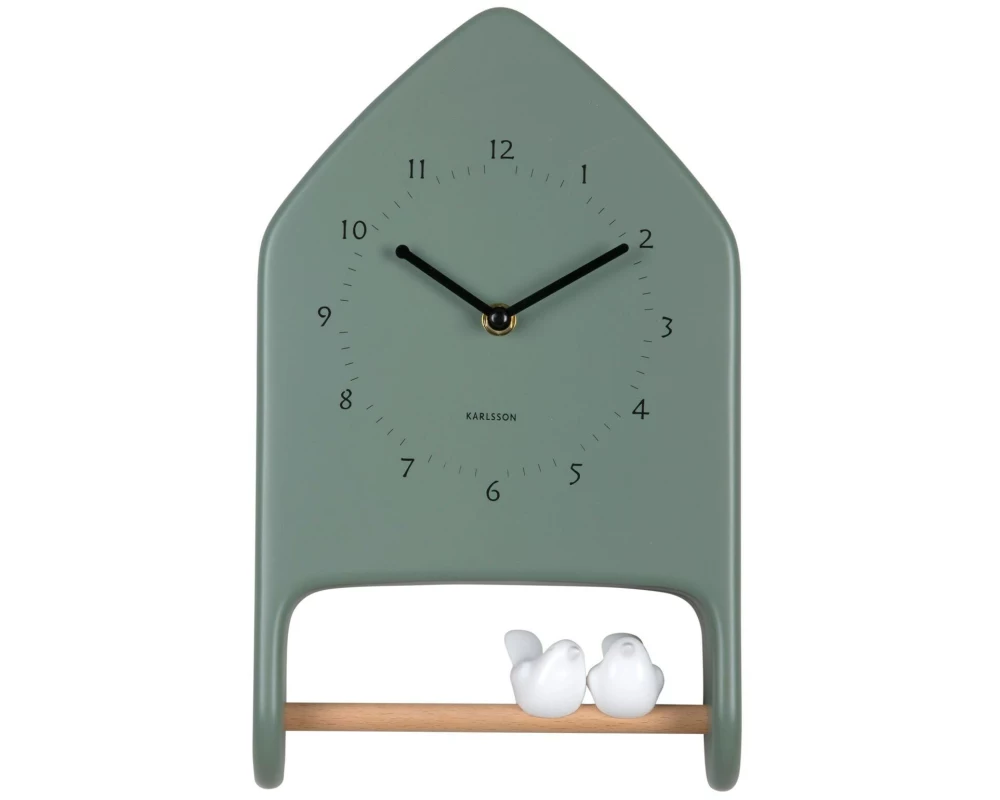 KARLSSON Wanduhr Love Birds 20 x 32 cm, Dschungel grün