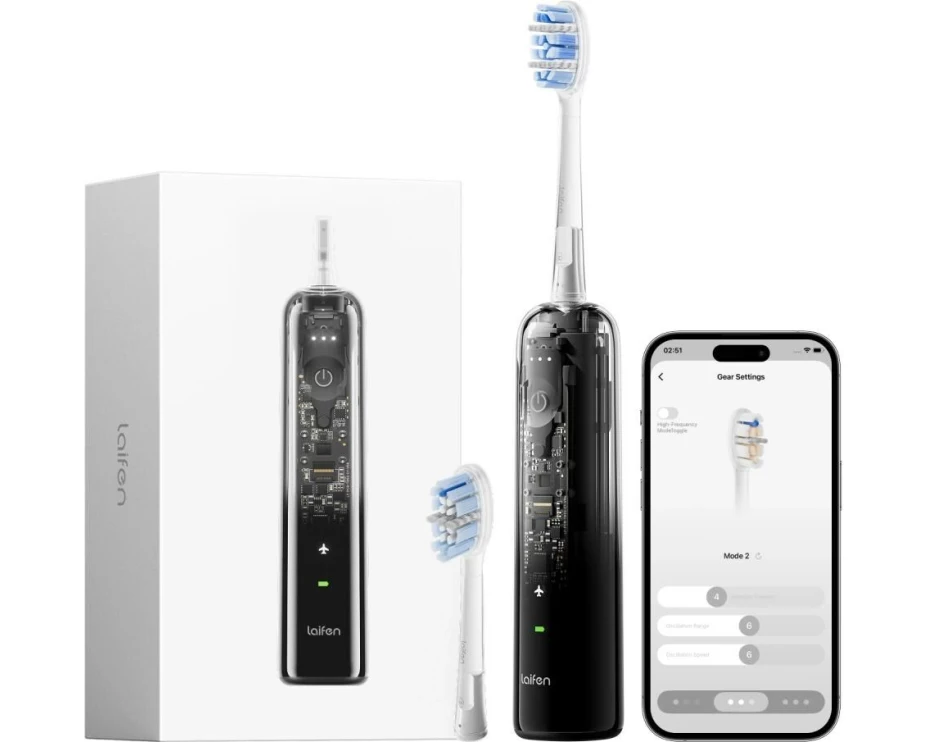 Laifen Elektrische Zahnbürste Wave Pro Transparent/Schwarz