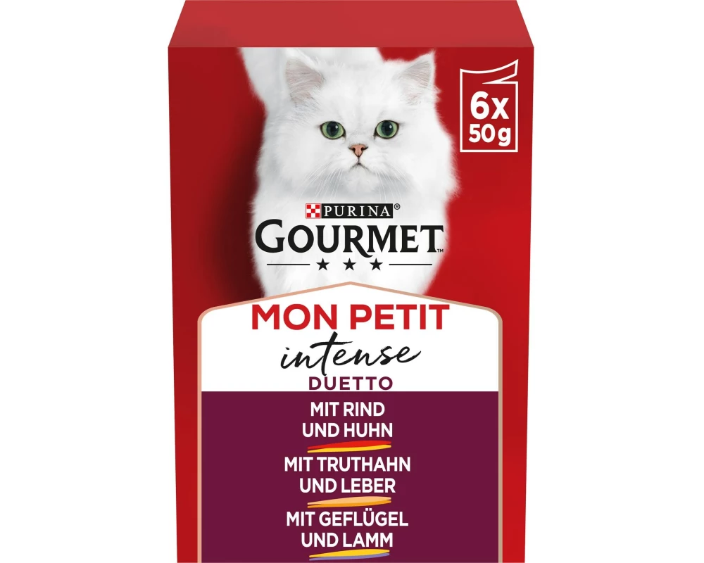 Purina Gourmet Nassfutter Mon Petit Intense Duo Rind, Huhn,Truthan 6 x 50 g