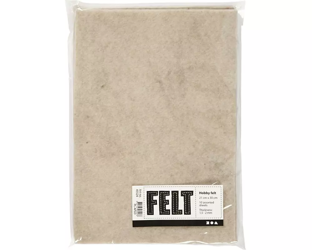 Creativ Company Bastelfilz 1.5 - 2 mm, A4, 10 Blatt, Nature meliert