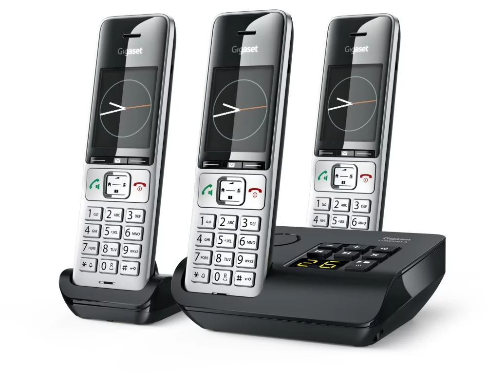 Gigaset Schnurlostelefon Comfort 500A Trio Schwarz/Silber