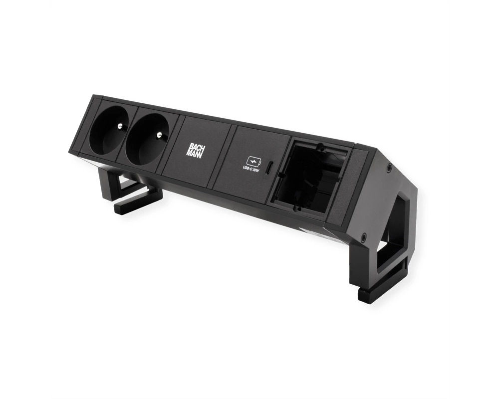 BACHMANN DESK2 2xUTE 1xUSB C 30W 1xCM 0,2m GST18 RAL9005